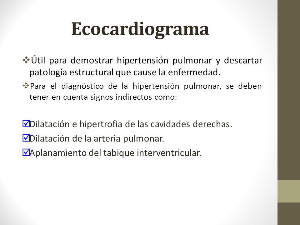 Hallazgos del ecocardiograma de hipertensión pulmonar